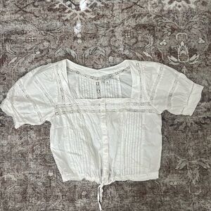 Tecovas White Lace-Trimmed Blouse
